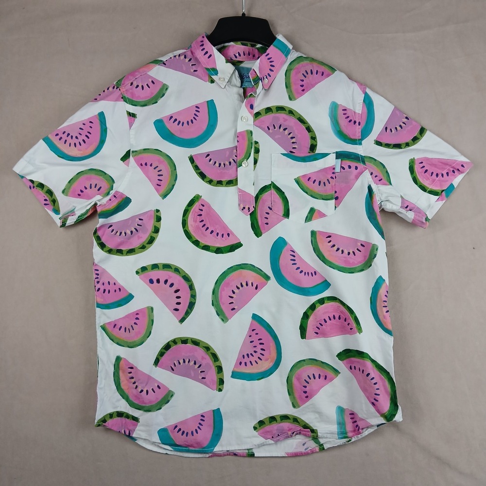 Chubbies XL Mens Shirt Polo Popover 23x28 Watermelon **Fits A Large **